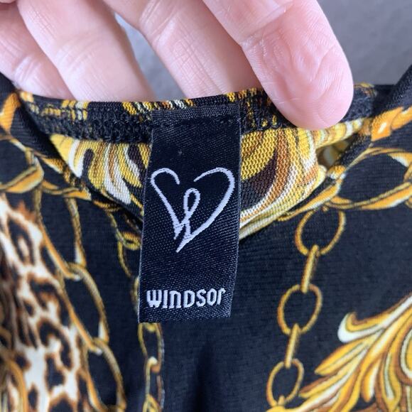 Womens Baroque Leopard Chain Print Bodysuit Sz M Y2K Mobwife Club Indie Luxury - Picture 10 of 13